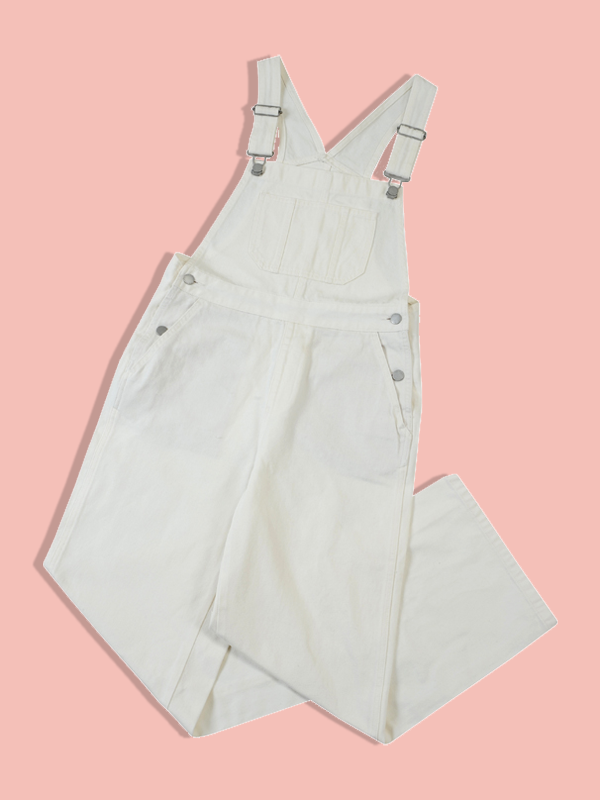 デニムサロペット ストレートパンツ